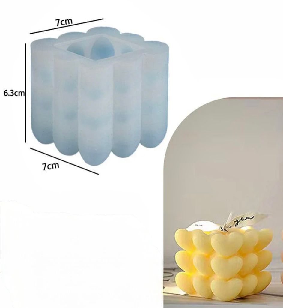 Love Heart Rubic Candle Making Mould