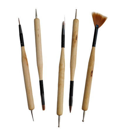 Emboss Tool With Brush Wooden 2 Side(5pc)