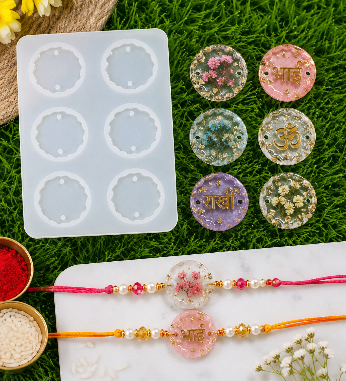 6 Cavity Agate Rakhi Mould ( 1 pc)
