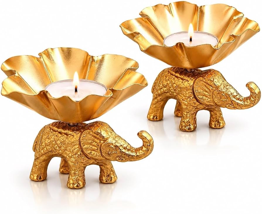 Elephant Metal Diya Urli (1 Pc)