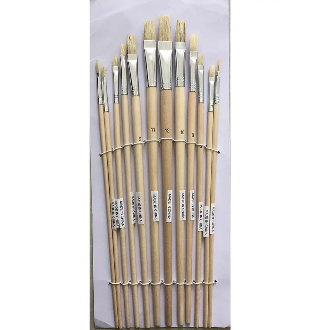 Stencil Brush Flat Long Handle