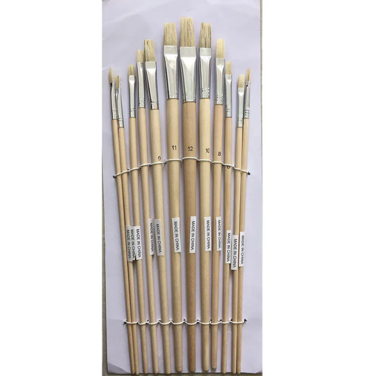 Stencil Brush Flat Long Handle