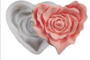 Heart Rose Flower 1 Cavity Candle Making Mould