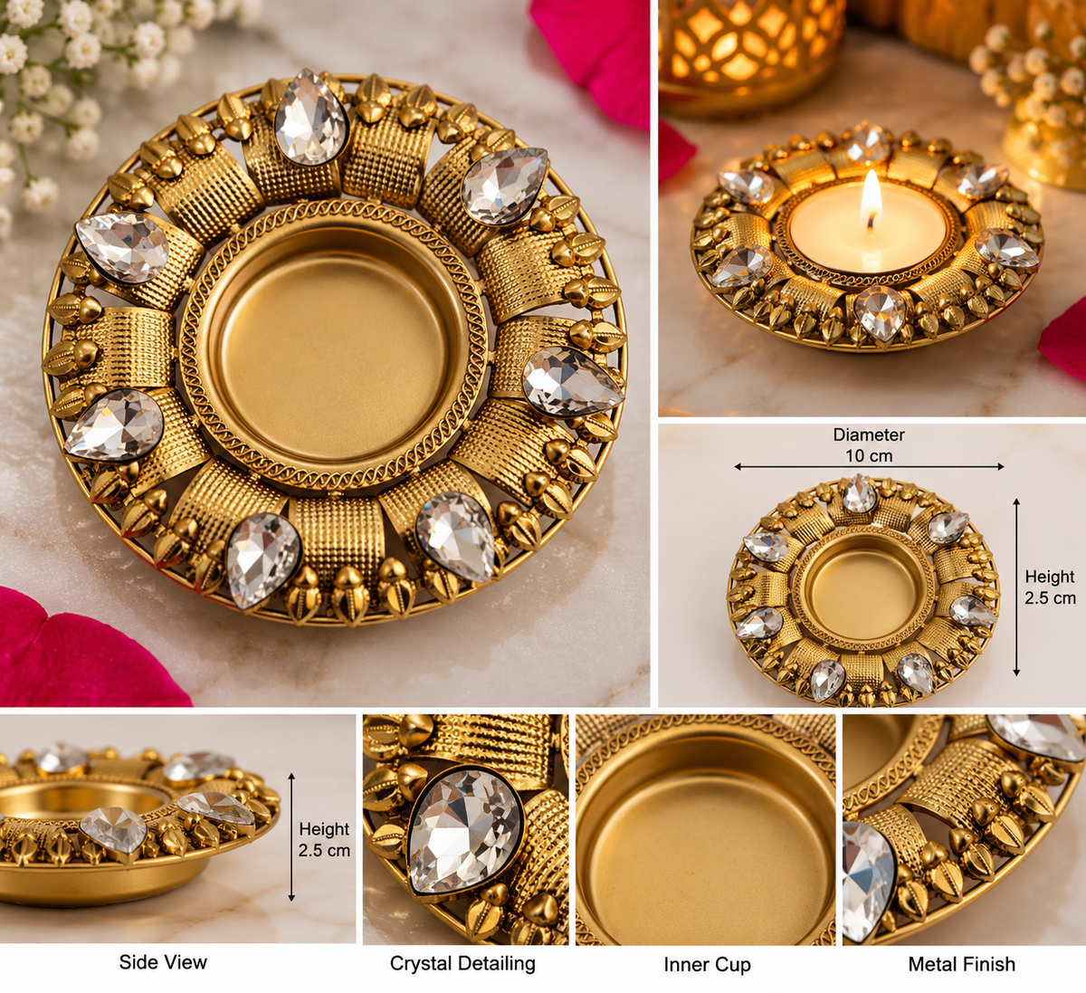 Decorative Metal Tea Light Candle Holder (1 Pc)