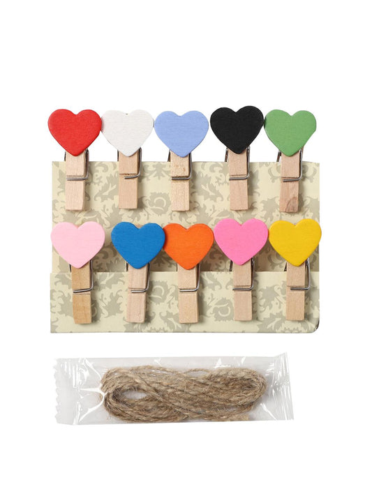 Wooden Design Clip Pkt Heart