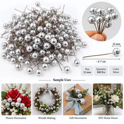 Faux Ball Topper Silver (12mm, 100 pc)