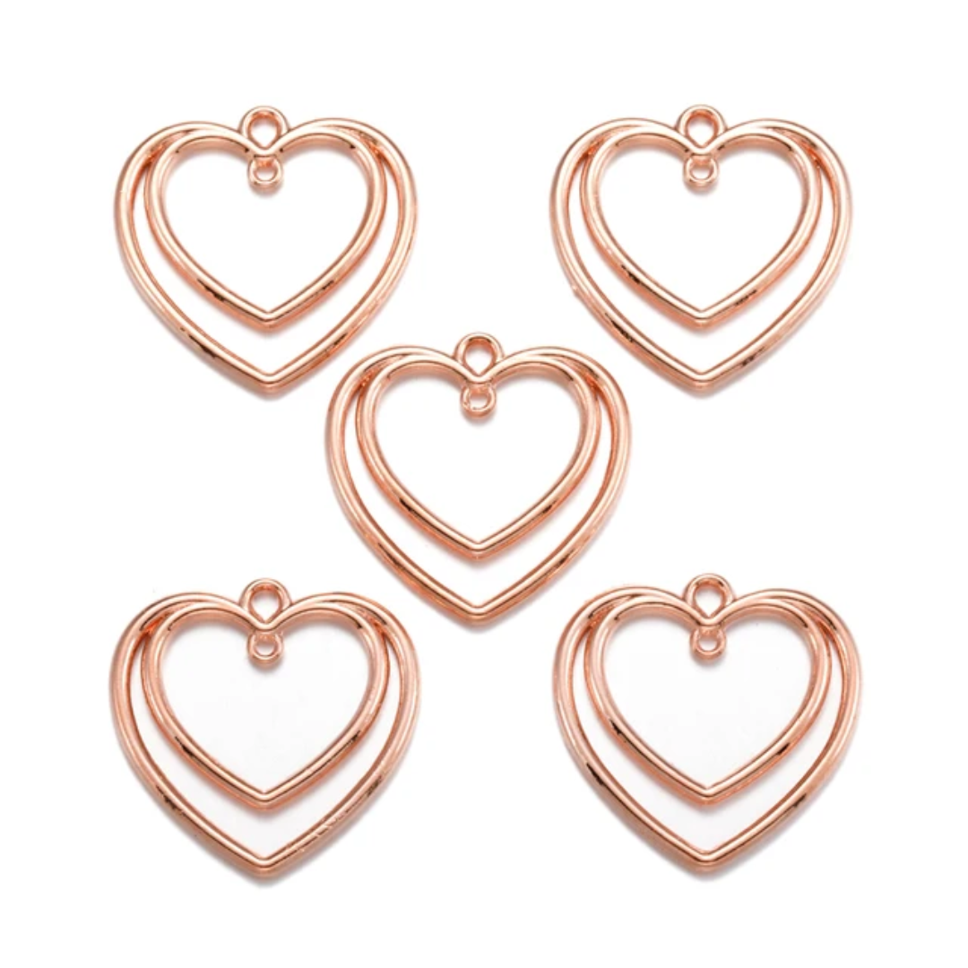 Double Heart Bezel Rose Gold (5 Pc)