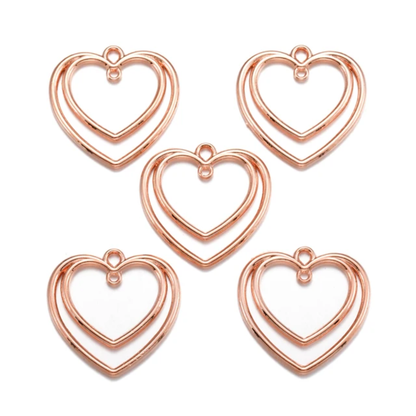 Double Heart Bezel Rose Gold (5 Pc)