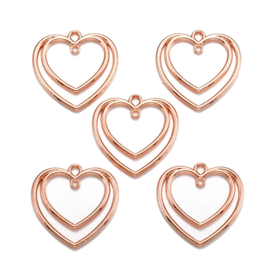 Double Heart Bezel Rose Gold (5 Pc)