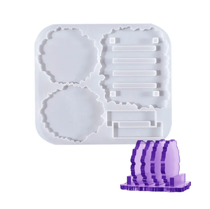 Round Agate Coaster With Stand Set