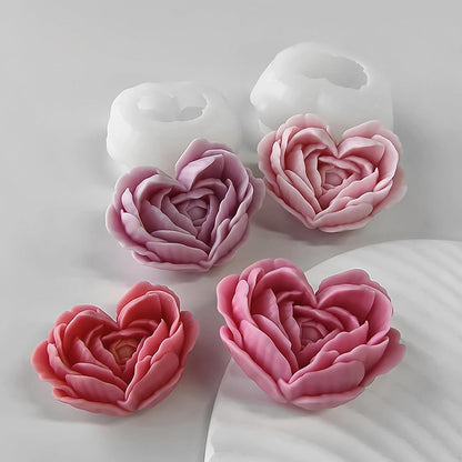 Rose Heart Flower 1 Cavity Candle Making Mould