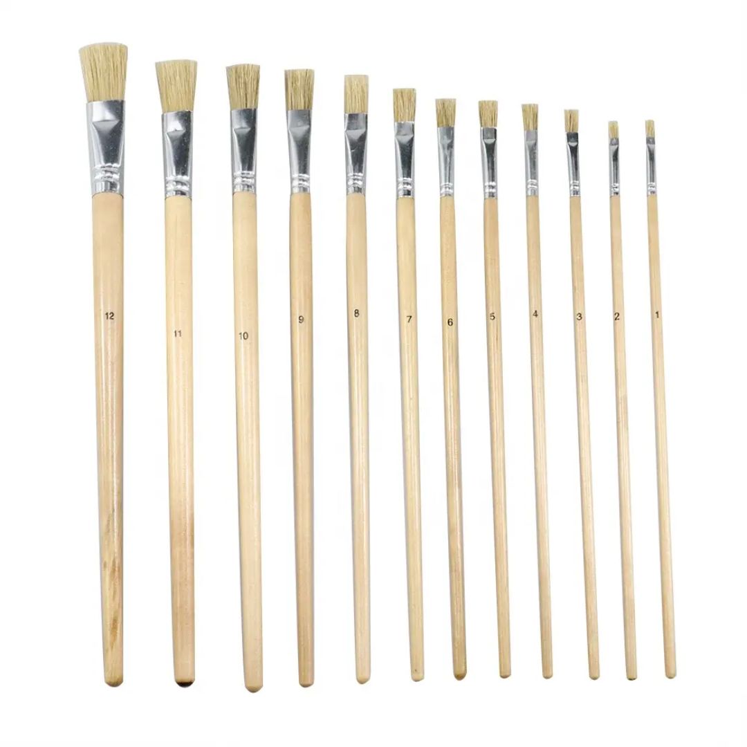 Stencil Brush Flat Long Handle